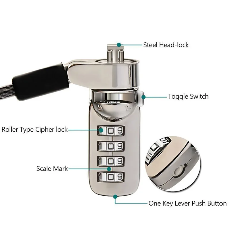 Anti-theft Laptop Security Code Lock Thick Cable Desktop Projector for Password Protection | Обустройство дома