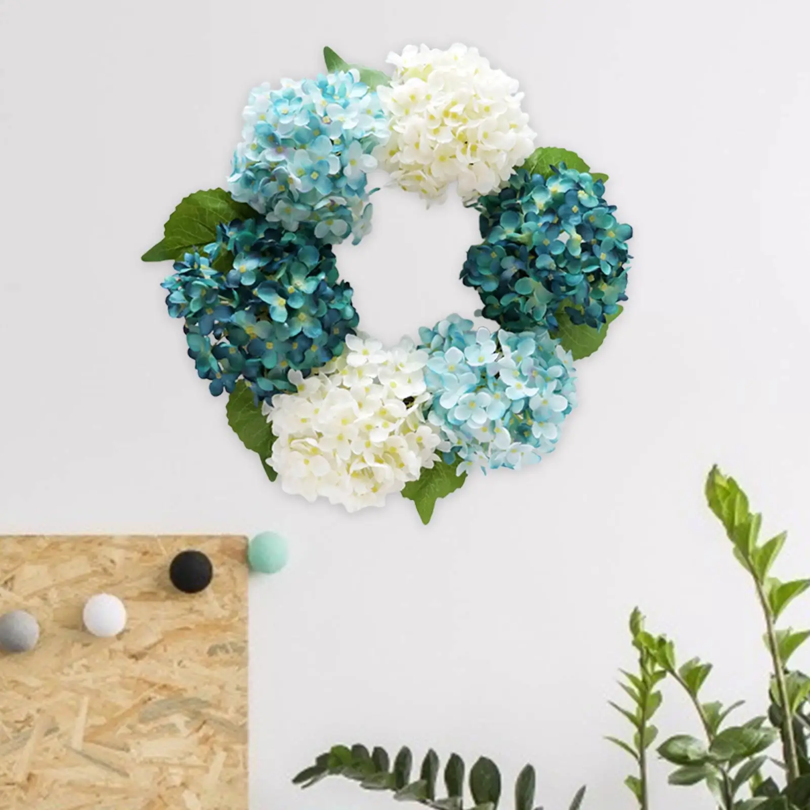 

Artificial Hydrangea Wreath Front Door Wreath With Green Leaves Spring Wall Art Decoration Wedding Party Decorations