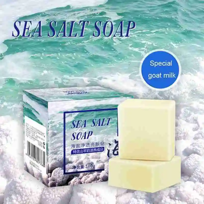Sea Salt Soap For Face Whitening Moisturizing Remove Cleaning Natural Deep Bath Care Shower Soap Pimple T5P8