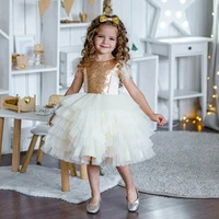 hot sale ivory tiered aline toddler flower girl dresses feather sequin princess communion birthday pageant robe de demoiselle
