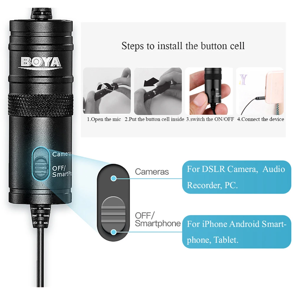 BOYA BY-M1DM Двойной Клип на лацкане петличный микрофон для iPhone Android смартфон Canon EOS Nikon камера видеокамера аудио рекордер