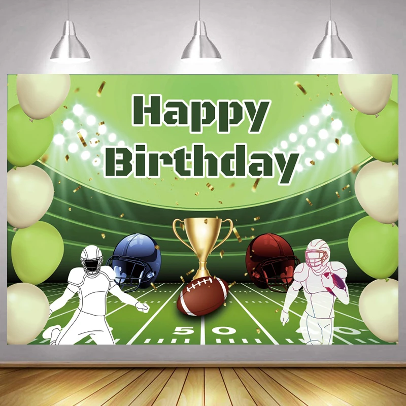

Baseball Theme Boys Happy Birthday Backdrop Balloons Baseball Player Stadium Photo Background Banner Kids Sport Party Decoration