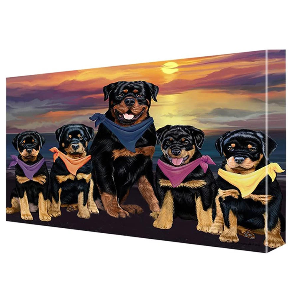 

Aimals 5D Diy Diamond Painting Cross Stitch Painting Five Dog Mosaic Diamond Embroidery Full Square Round Drill Decor Rhinestone