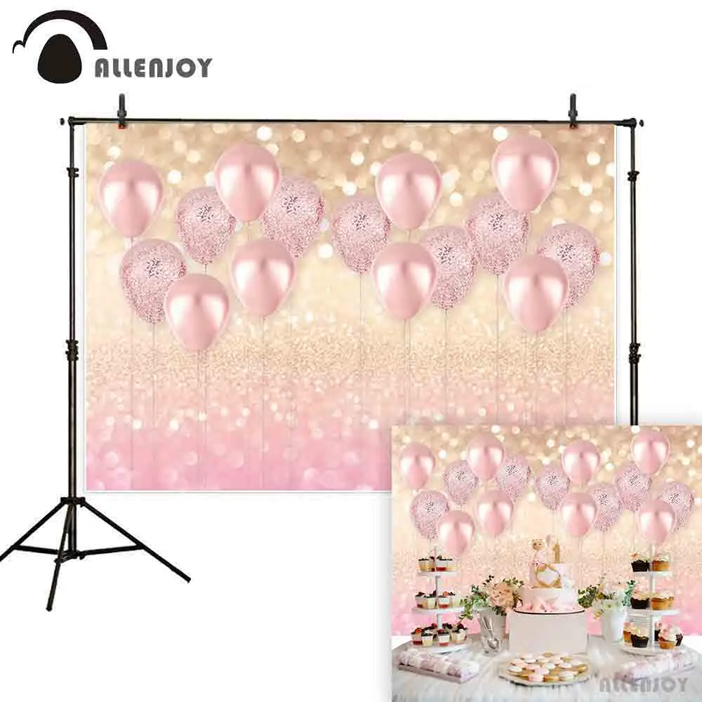 Allenjoy день рождения Фон фотографии розовые воздушные шары боке Блестящий