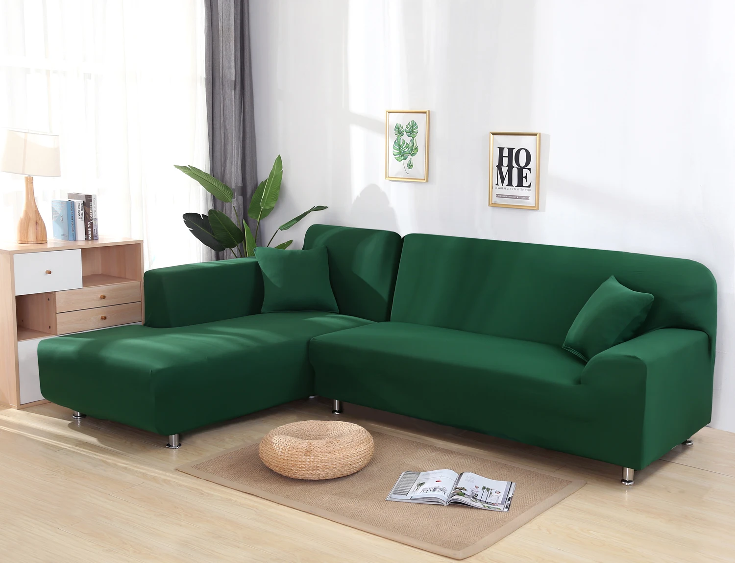 dark green 1 шт. сплошной цвет эластичный чехол на диван спандекс современный полиэстер угловой диван покрывало для дивана стул протектор гостиная 4 местный - Цвет: dark green