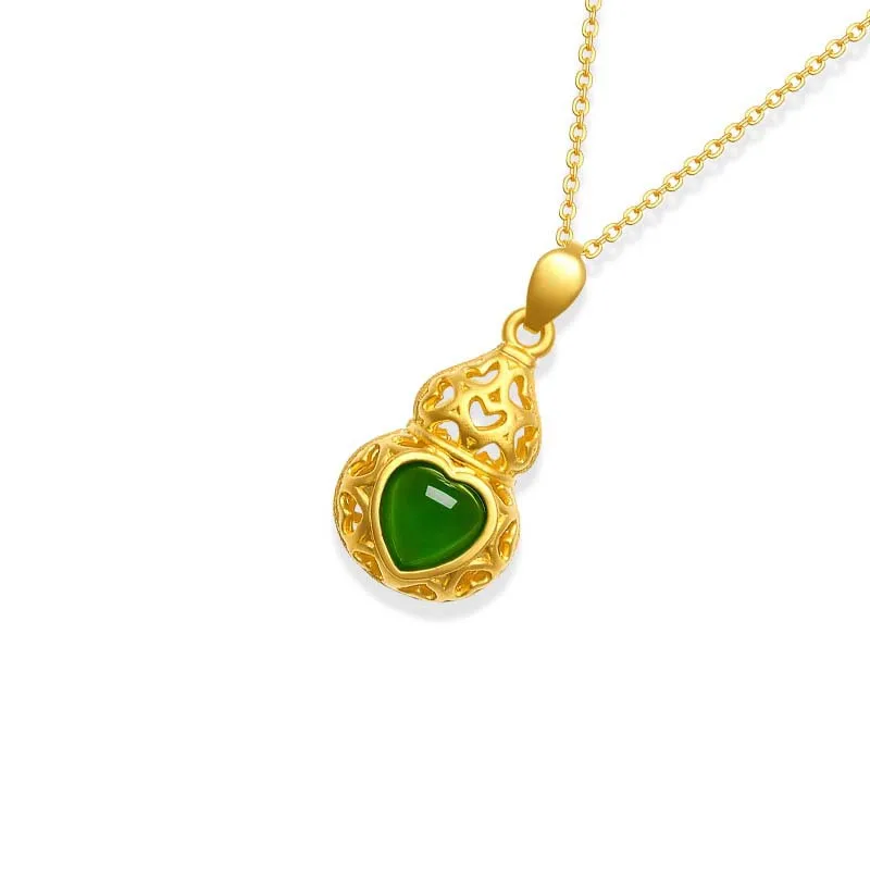 Кольцо Халцедон с кулоном Тыква очаровательные ювелирные изделия Hetian нефритовый