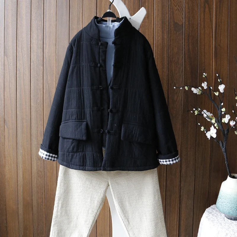 Толстая парка с длинным рукавом и карманом куртка пальто для женщин на пуговицах