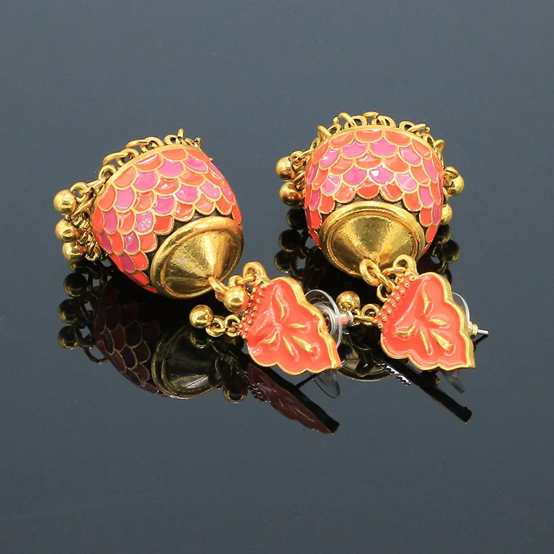 Инс индийские золотые бусины ручной работы оранжевая эмаль Гео непальский