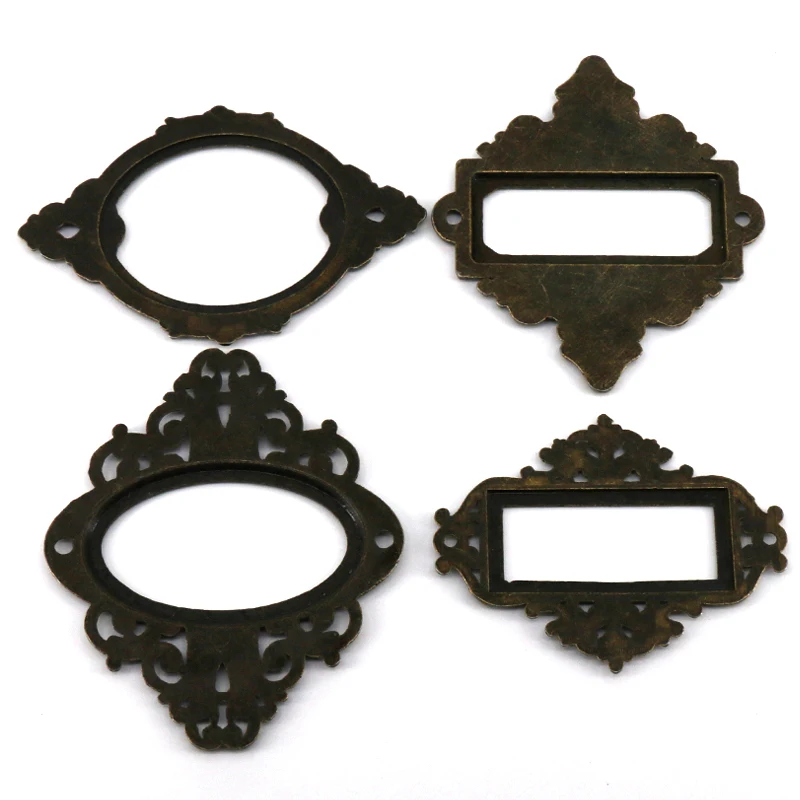 12Pcs Antique Bronze color Decorative Label Frame Cabinet Drawer Box Case Bin File Name Card Holders
