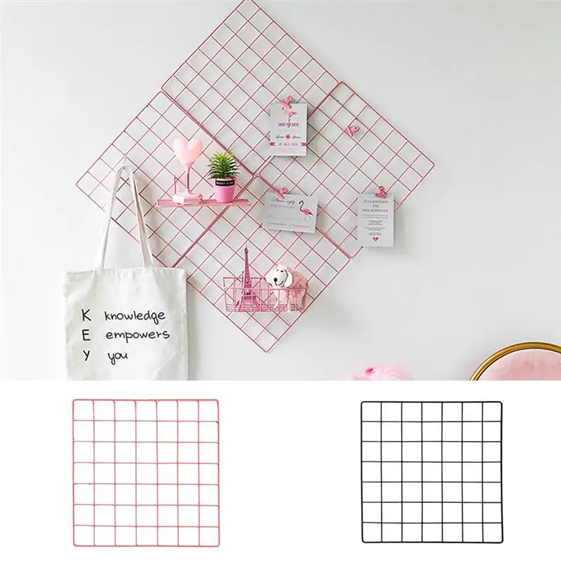 Простой однотонный цвет железная квадратная сетка фото стена DIY креативный декоративный фото висячий дисплей металлическая сетчатая панель реквизит для фотографии