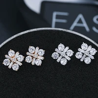 de196 fashion elegant sweet delicacy 4a zircon flower geometry ear stud girls gift party banquet womens jewelry earrings 2021