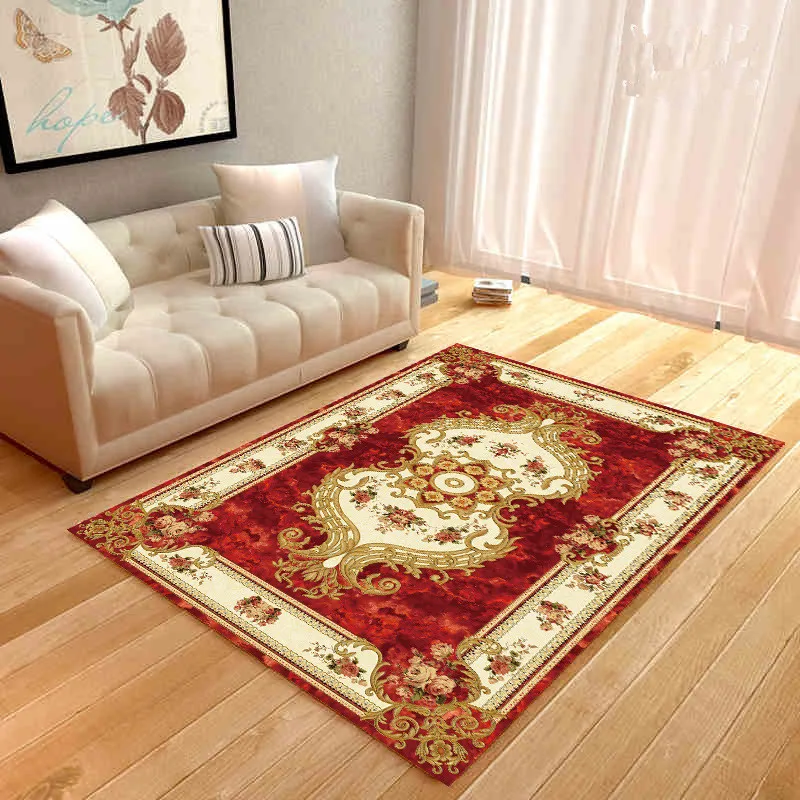 Printed Velvet Crystal Rug European Style Bedroom Living Room Thick Carpet Simple Coffee Table Blanket Family Mat | Дом и сад