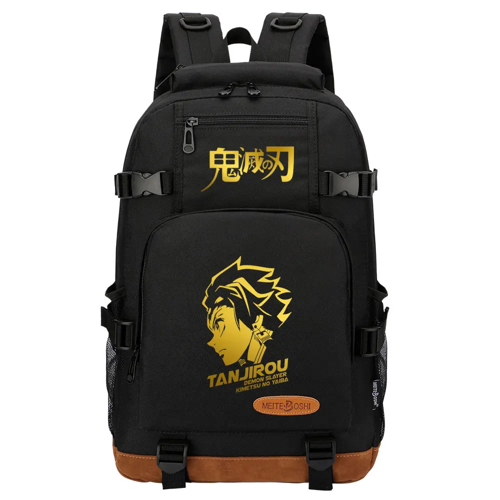 

New Kawaii Anime Gold Demon Slayer Boys Girls Kids School Book Bags Women Bagpack Teenagers Canvas Men Laptop Travel Backpack
