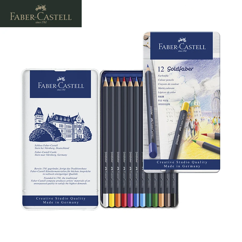 Faber Castell Goldfaber масляные цветные карандаши Professional 12/24/36/48 цветов синяя железная