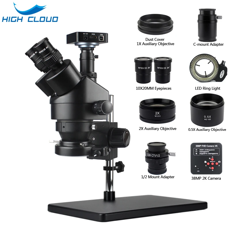 

Мультифокальный Тринокулярный стереомикроскоп 3,5-90X с непрерывным увеличением, 38MP HDMI USB 2K, микроскоп, камера для ремонта телефона, пайки