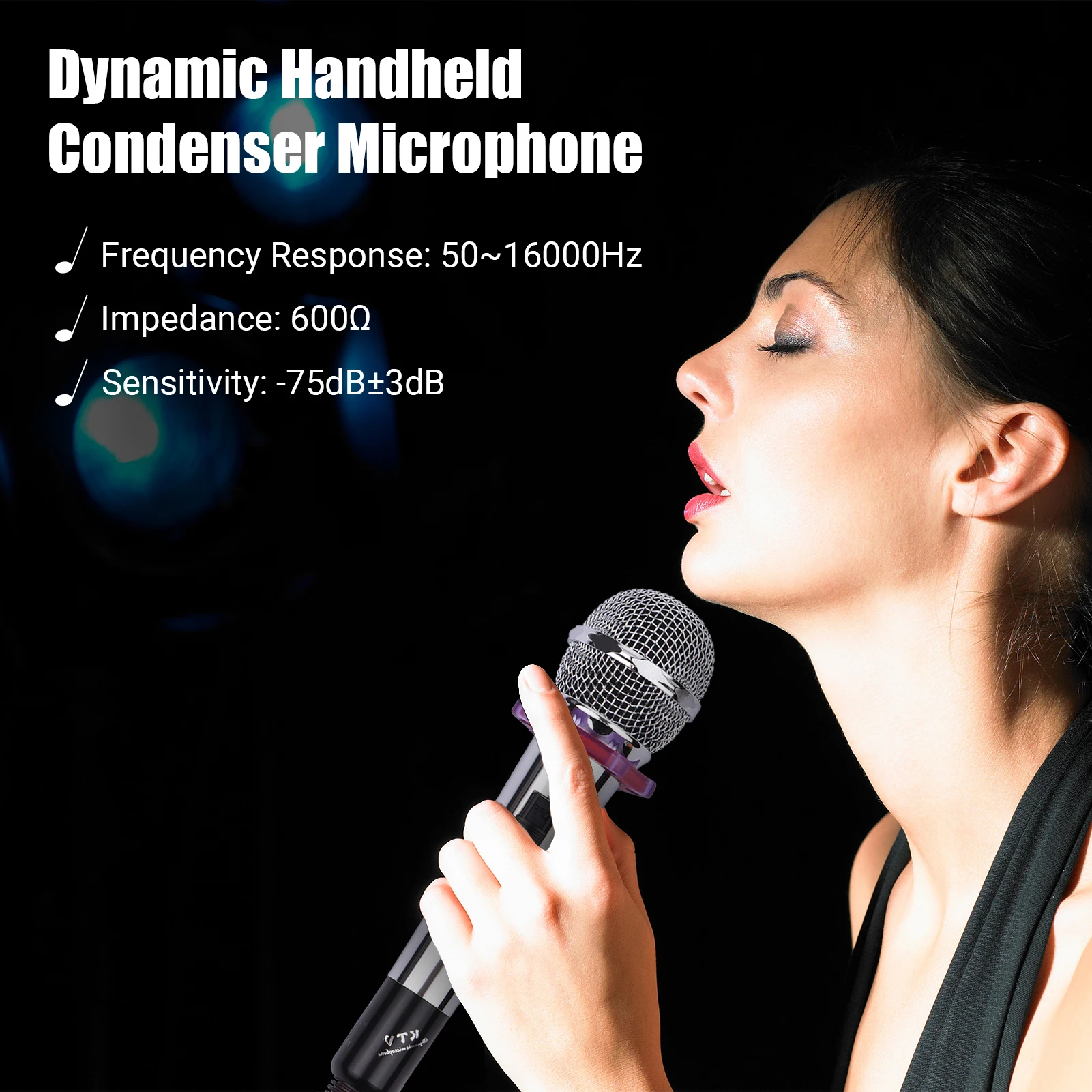 

Dynamic Handheld Cardioid Condenser Microphone Wired Mic 4.5m/15ft Cable 6.35mm Plug for Music Singing Karaoke Stage Live