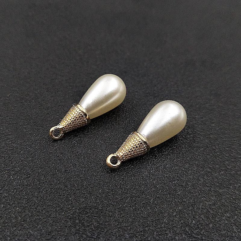 

Engood 100Pcs Alloy Pearl Drop button for DIY Necklace or earrings pendants accessorires decoration HZ655