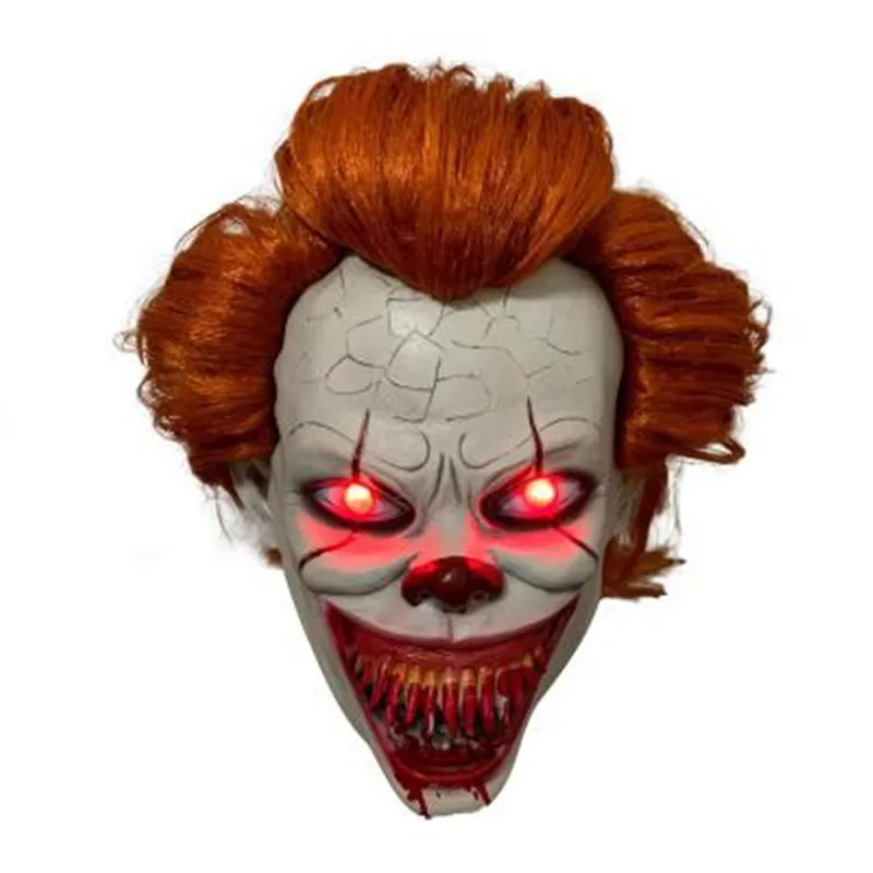 Светодиодный страшный Стивен Кинг латексная маска It Chapter 2 Pennywise клоун Косплей вспышка Хэллоуин маски кровавая вечеринка костюм реквизит