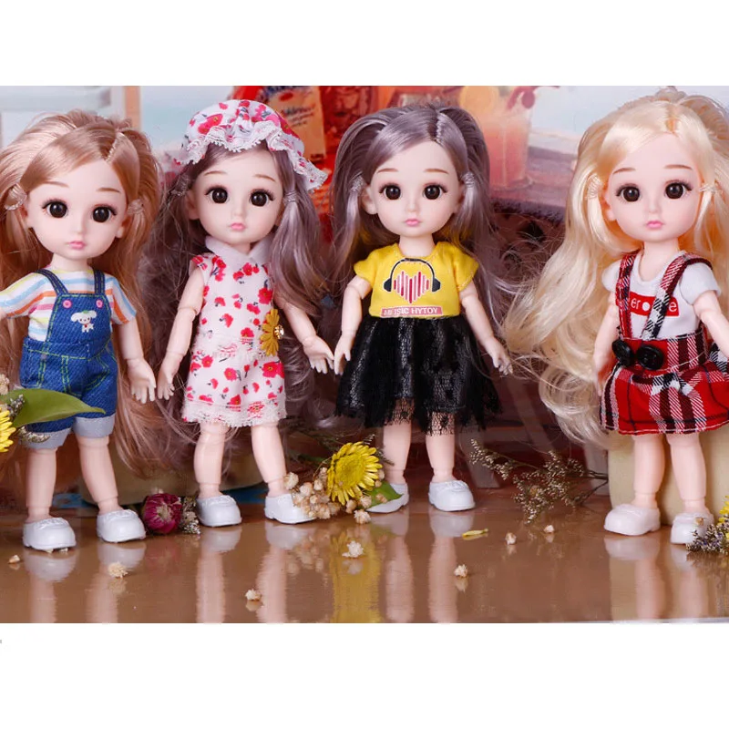 Barbi 16 см. BJD шарнирной куклы игрушки Подвижные с 3D большие глаза длинные волосы