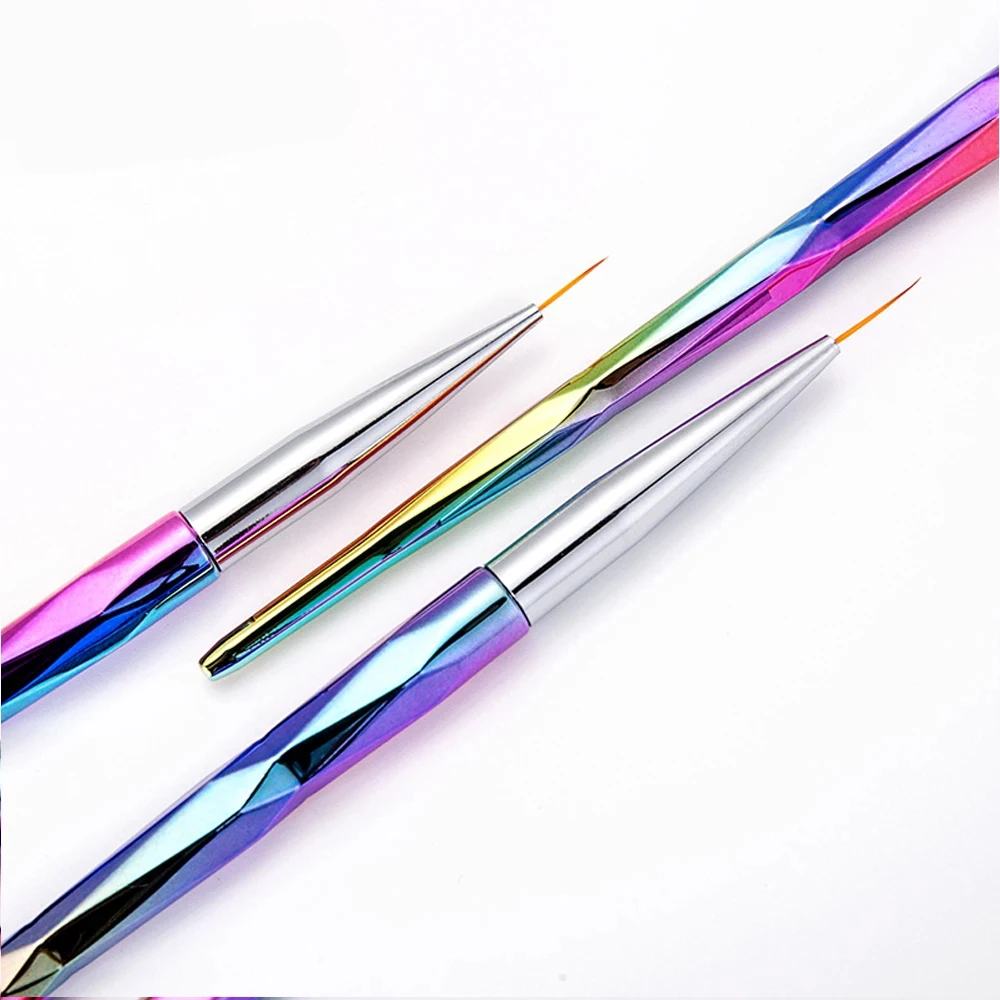 

BQAN 3pcs Colorful Diamond Handle French Stripes Liner Pen Nail Art Painting Flower Drawing Brush Acrylic Design Manicure Tools