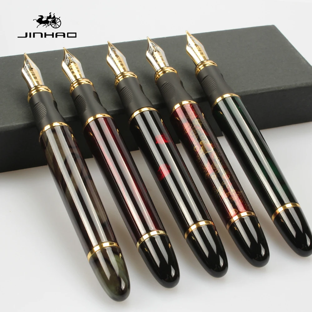 Ручка перьевая JINHAO X450 металлическая золотистая Канцтовары молочного и белого