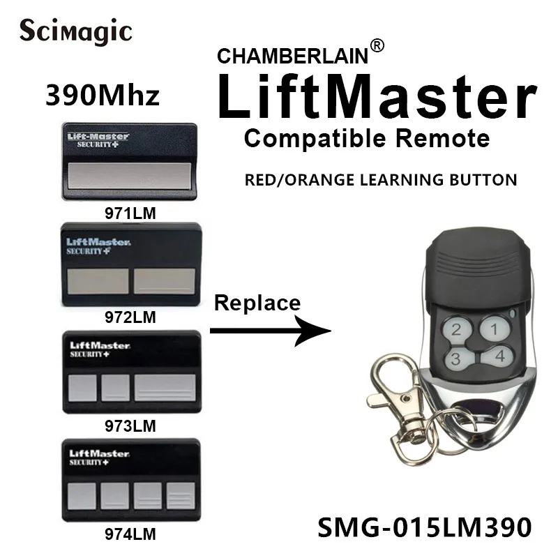 Шамберлен 971LM 972LM 973LM 970LM LiftMaster открывалка для гаражных дверей пульт дистанционного управления воротами передатчик 390 МГц