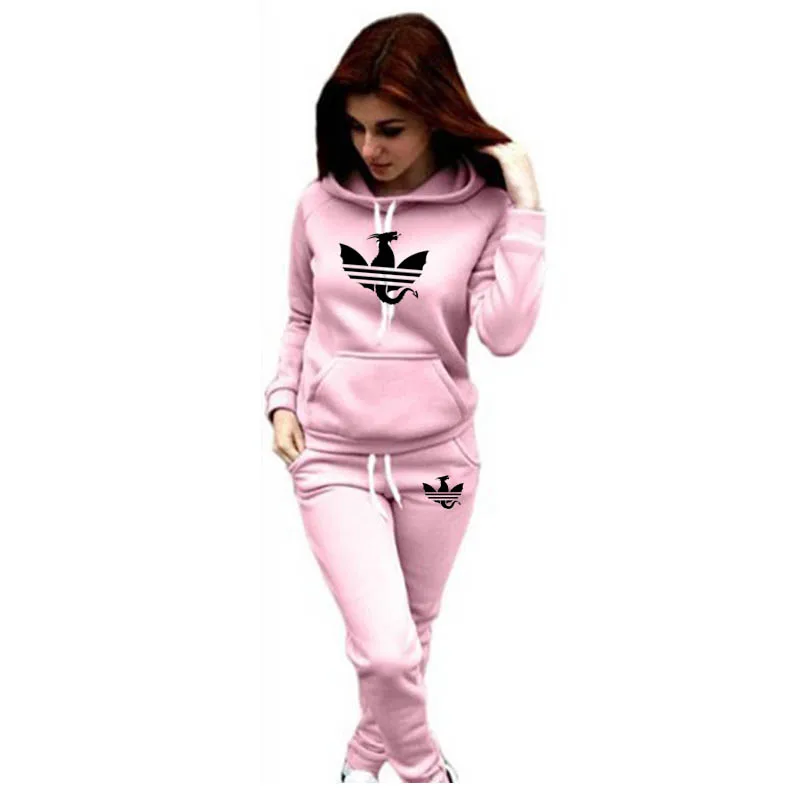 Повседневный Спортивный костюм комплект из двух предметов Женские топы и штаны