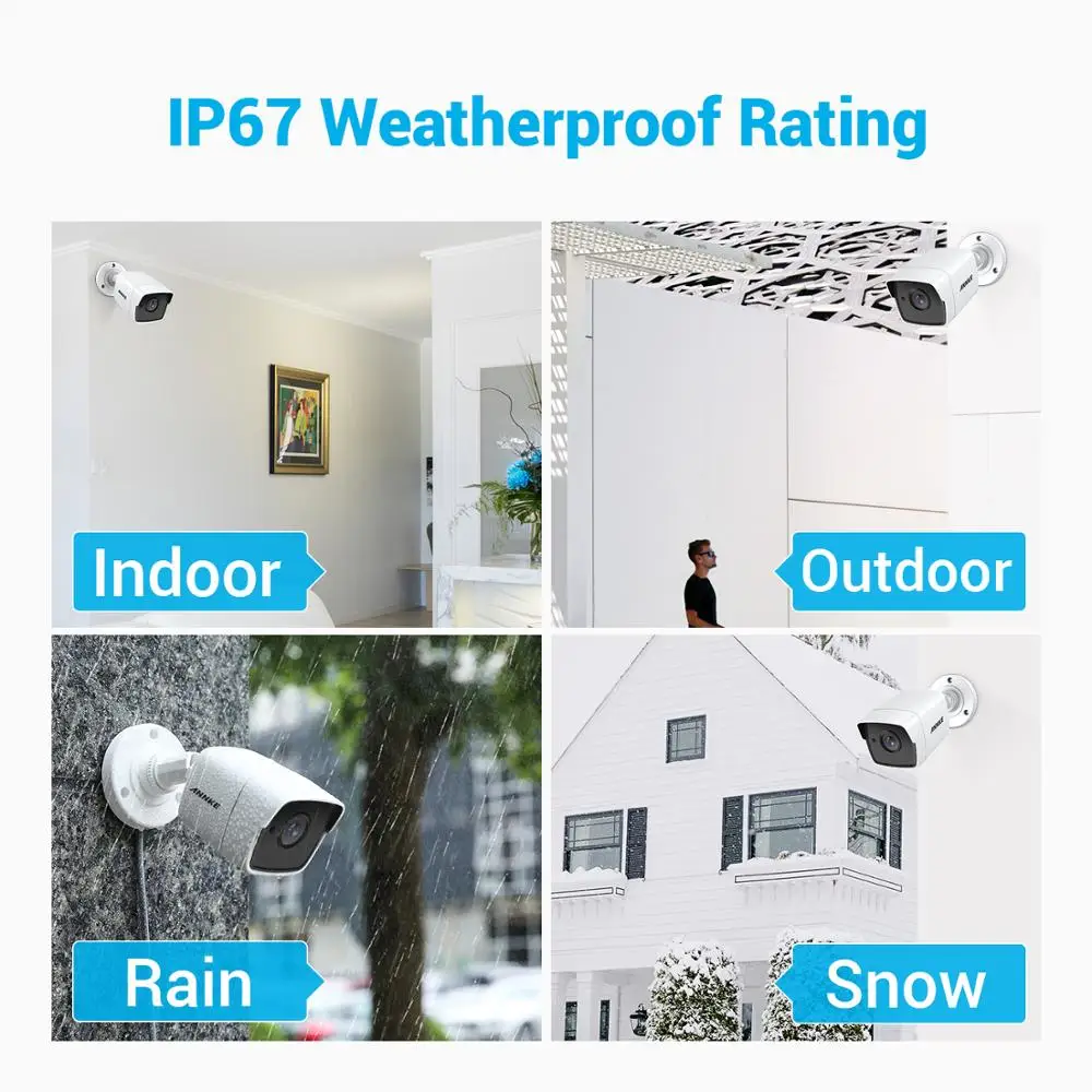 Камера видеонаблюдения ANNKE 4 шт. 5 Мп водонепроницаемый ИК фильтр IP67|Камеры