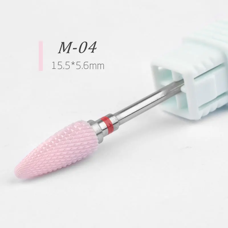 M04 1 шт., розовые керамические сверла 3/32 дюйма для дизайна ногтей, 5 типов, фрезы для маникюра, пилка, электрический прибор, аксессуары для машины, инструменты для чистки - Цвет: M04