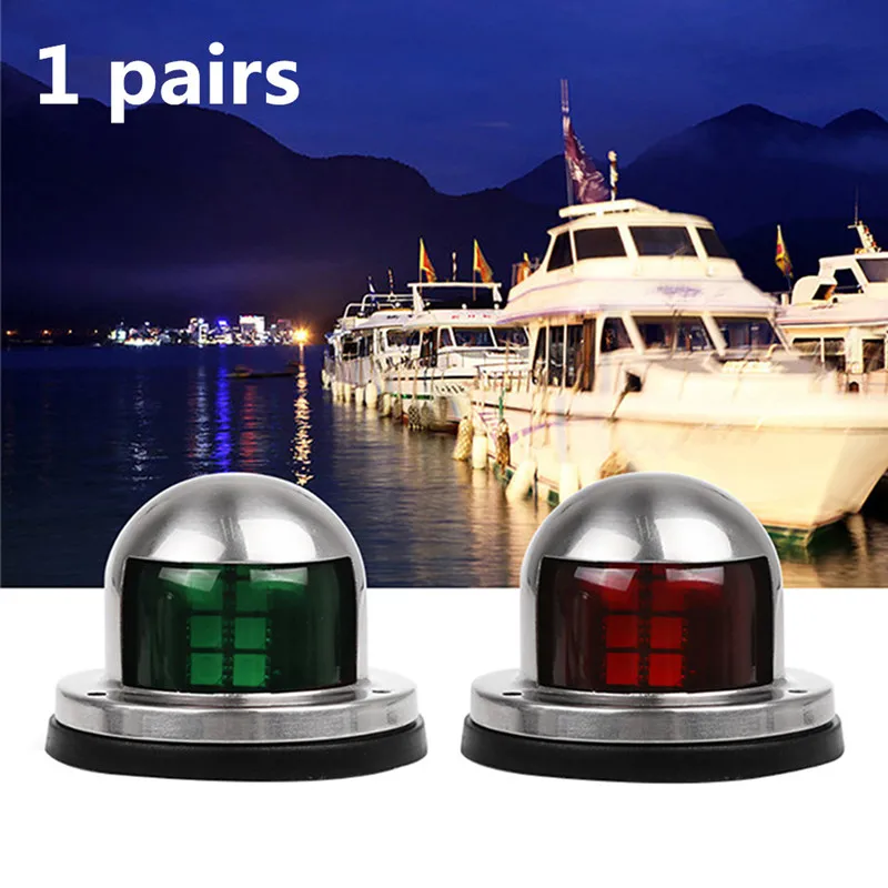 

12V LED 1 Pair Sailing Deck Yacht Red Green Waterproof Stainless Steel Bow Navigation Light Signal Warning Light Accessories