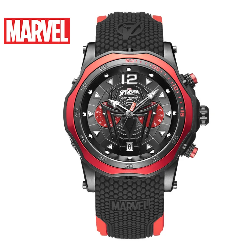 Disney Marvel Men's Watch Spider-Man Waterproof Quartz Watch Casual Multifunctional Men's Watch Men Gift 5Bar Sport