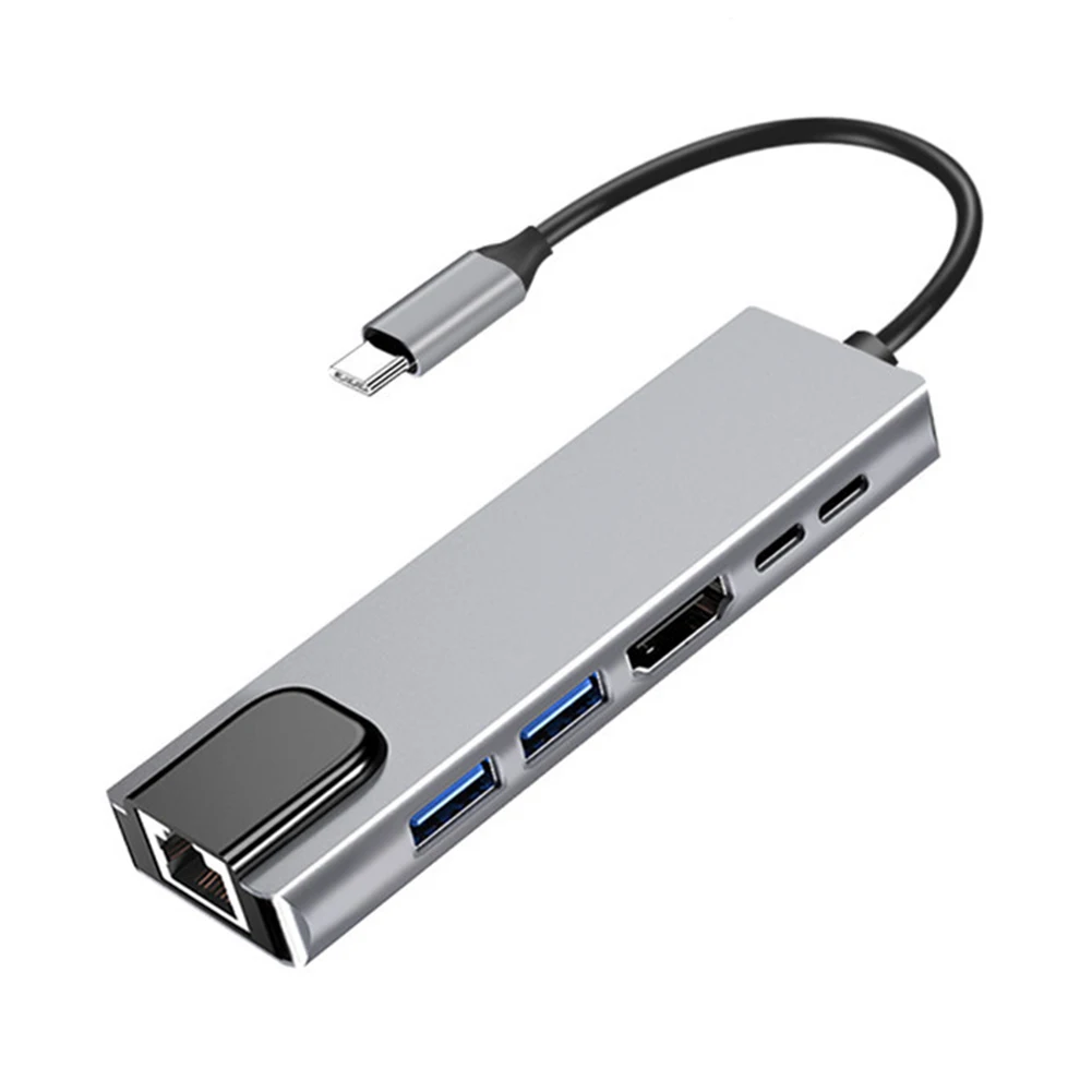 

5/6/8 Port Type C Splitter Converter USB 3.1 HUB Type C to HDMI-compatible RJ45 PD USB 3.0 Adapter Dock Accessories for MacBook