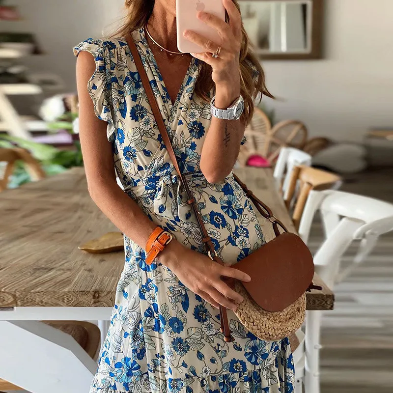 

Plus Size Sexy Casual Print Women Maxi Dress 2020 Summer Bohemian Dress for Ladies