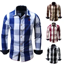 ZOGAA 2020 Spring Autumn Men Fashion Brand Dyed Plaid Cotton Shirt Mens Long-sleeved Casual Cotton Thick Casual Shirt Hot Sale