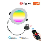 Tuya ZigBee 3,0 Интеллектуальный светильник затемнения LED RGB WC под потолок пятно света лампы работать с Alexa Google домашний помощник Smartthings