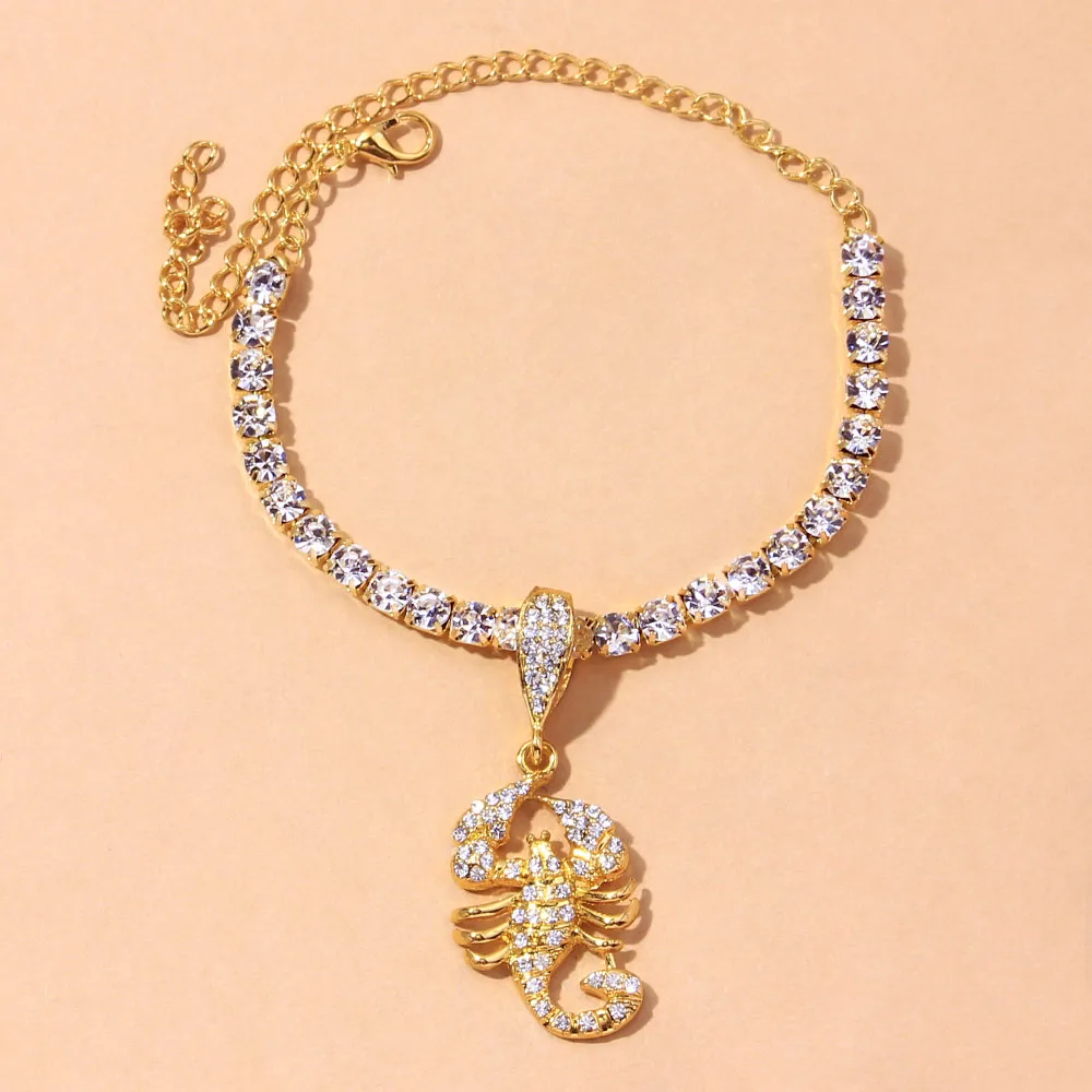 Браслет на ногу женский стразы в богемном стиле