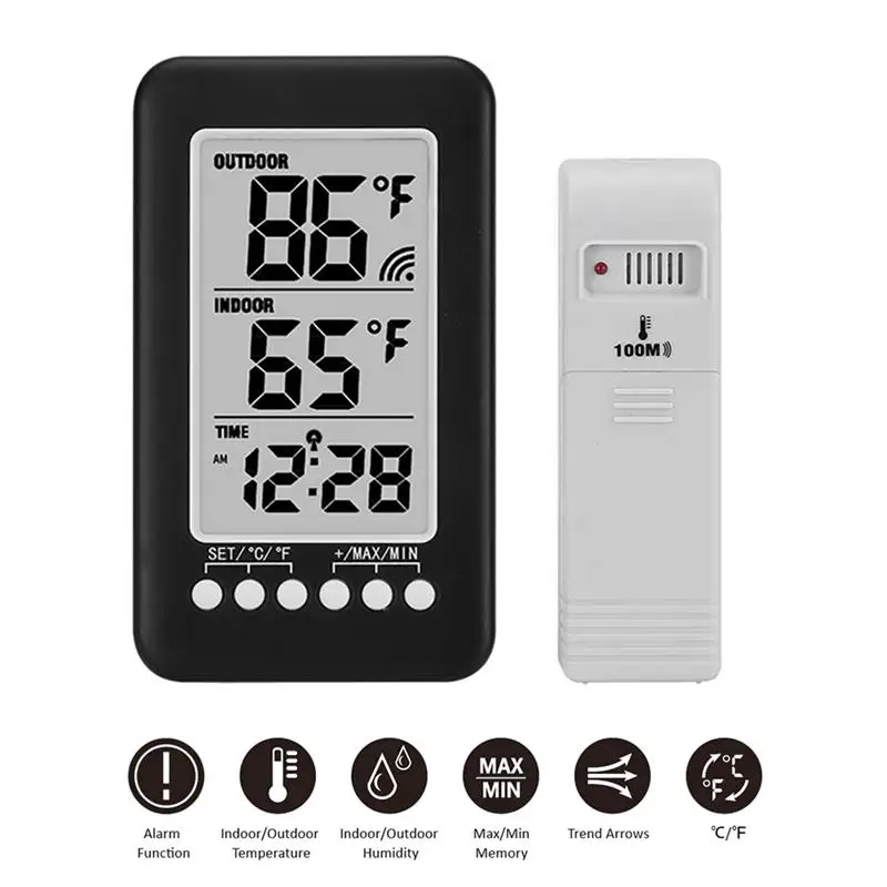 

Multifunction Thermometer Hygrometer Automatic Electronic Temperature Humidity Monitor Clock Large LCD Screen