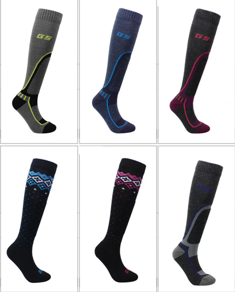 Unisex High Wool Ski Socks Women Men Extra Warm Childrens Winter Outdoor Snowboard Running Sports Stockings Snow Hosiery