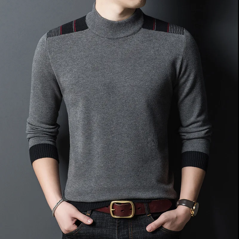 

Autumn and winter sweater men's long-sleeved new product half-high collar middle-aged dad wear warm thick bottoming shirt