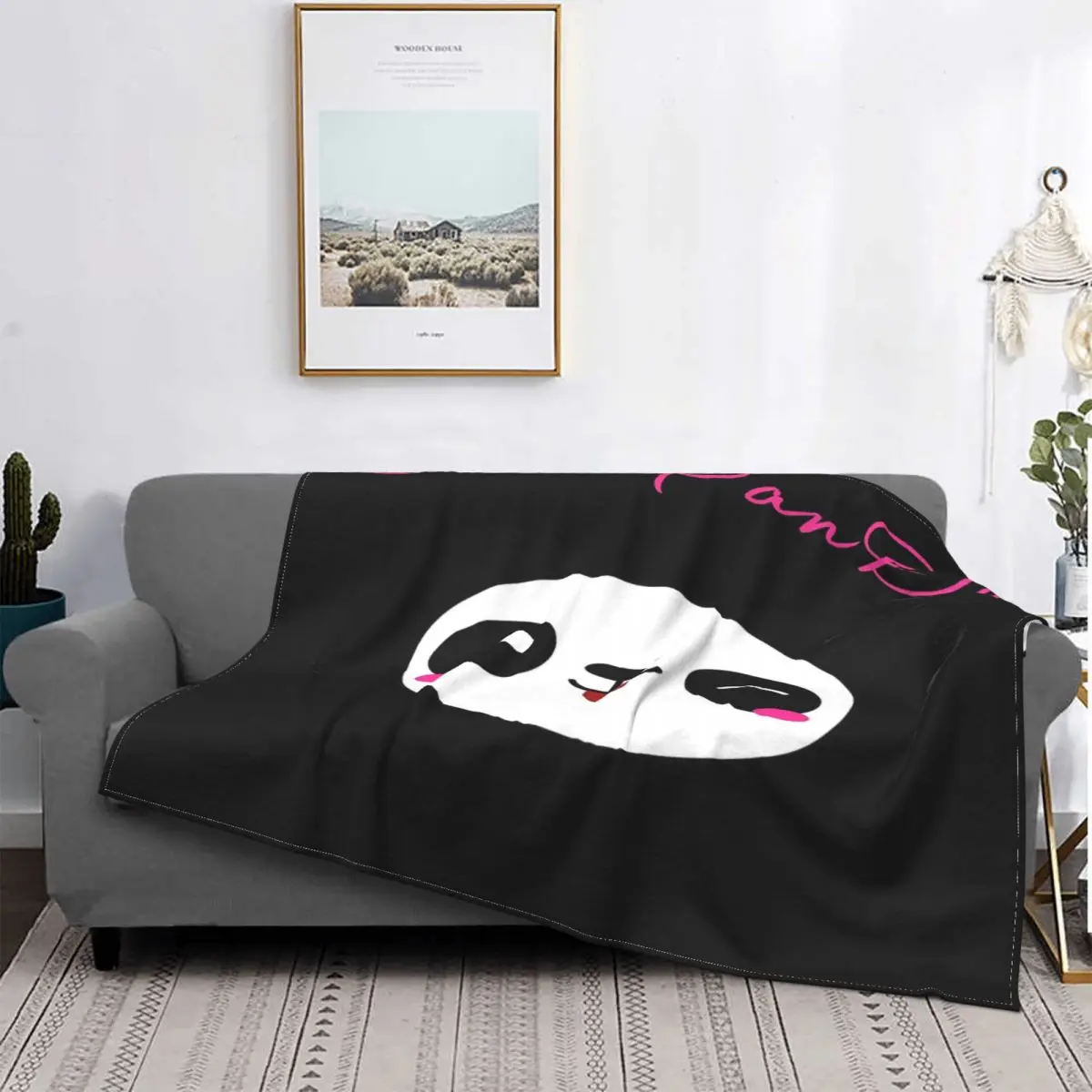 

Manta de Panda a cuadros para el hogar, colcha de cama a cuadros, toalla de playa, manta de verano, textil de lujo