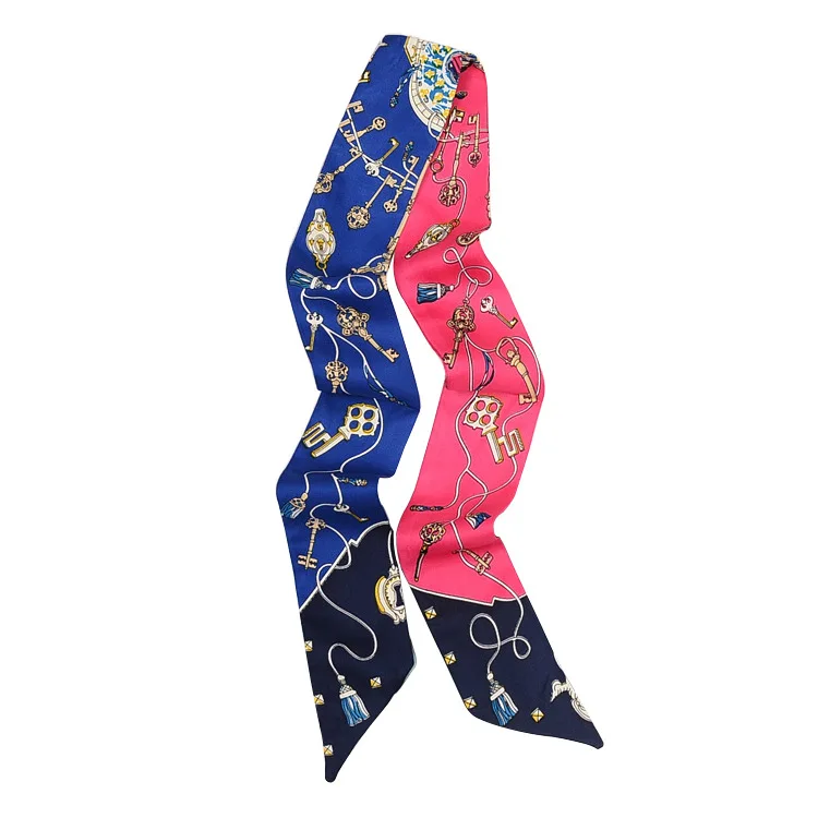 

Key of Love Color Match Fashion Style New Arrival Print Lady Silk riband Scarves Bags Scarf Small Ribbon Hair Band Bandeaus N