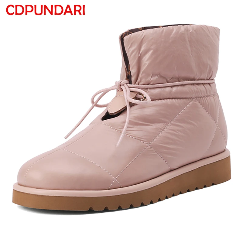 

Pink Black Designer Down Cotton Waterproof Flat Platform Snow Boots Women Winter Short Boots Shoes