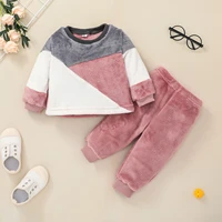winter newborn baby girls clothes patchwork fleece sweatshirt pants baby outfit tracksuit girl clothing set 6 9 12 18 24 months