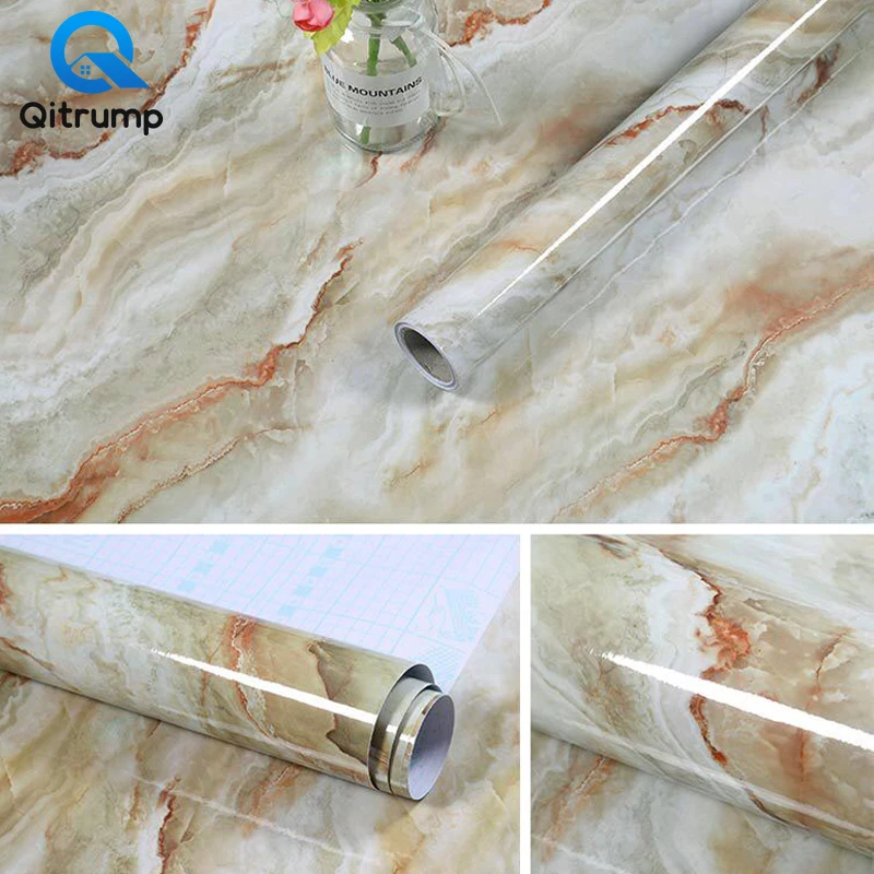 

Vinyl Marble Wallpaper Self-Adhesive Waterproof Oil-proof Wall Sticker for Kitchen Cabinet Desktop Furniture Contact Paper Decor