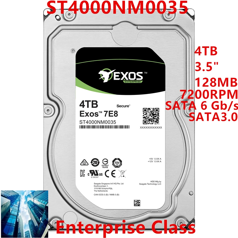 

New Original HDD For Seagate 4TB 3.5" SATA 6Gb/s 128MB 7200RPM For Internal Hard Disk For Enterprise Class HDD For ST4000NM0035