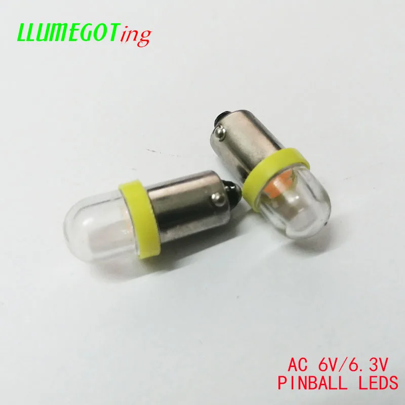 50 шт. BA9S T4W#44#47 Круглый прозрачный купол 2x 5630SMD различные цвета без полярности AC DC 6 в 6,3 В Bally пинбол игровая машина светодиодные лампы