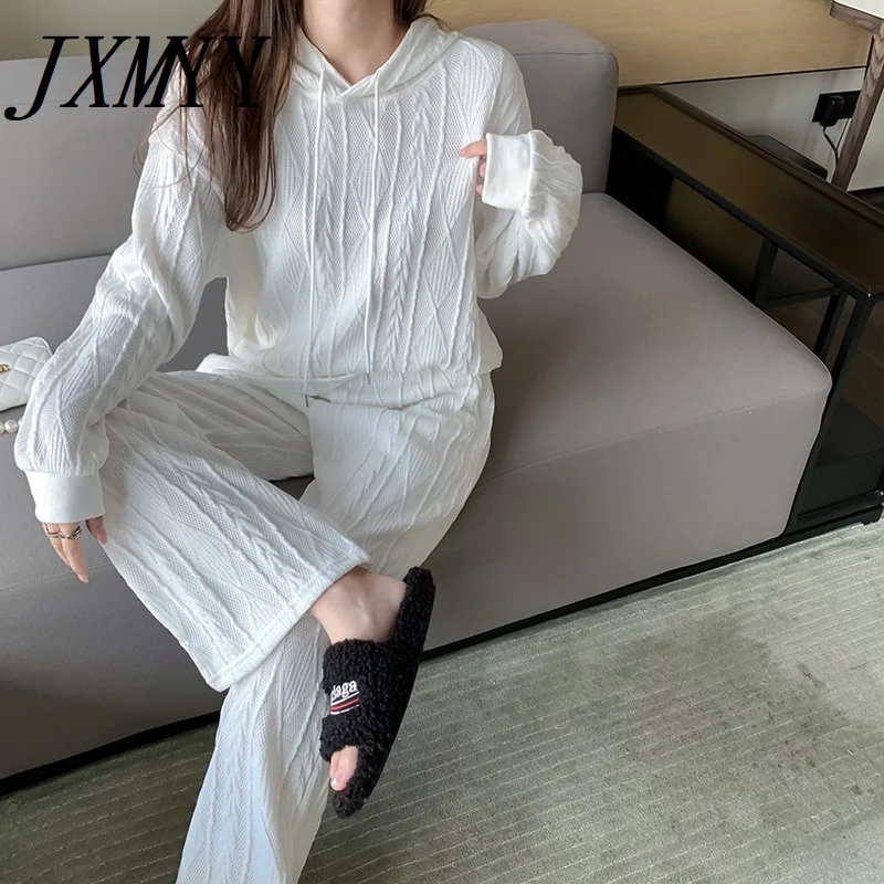 Новые товары для весны и осени простой белый вязаный Топ с капюшоном лунным