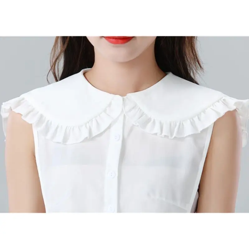 

Japanese Women Girls Lolita Doll Detachable False Fake Collar Pleated Ruffles Lapel Shawl Shoulder Wrap Sweet Half-Shirt
