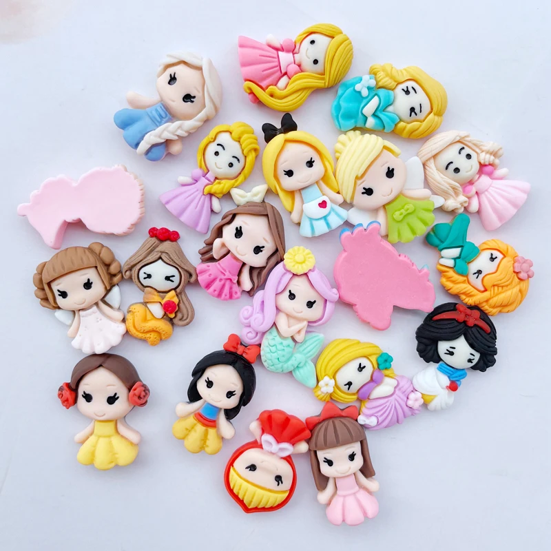 100 шт. новые милые полимерные мини Мультяшные принцессы плоская спина Кабошон