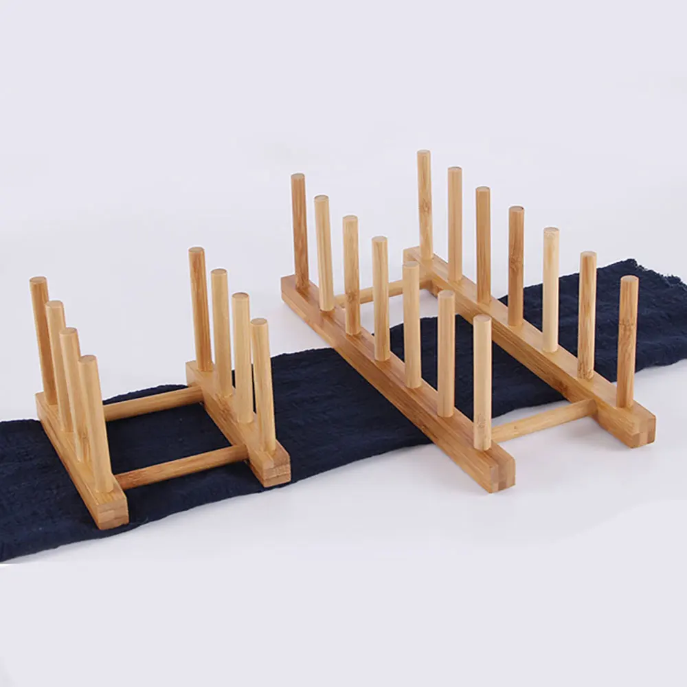Бамбуковая деревянная подставка для тарелок полки крышек кастрюль органайзер